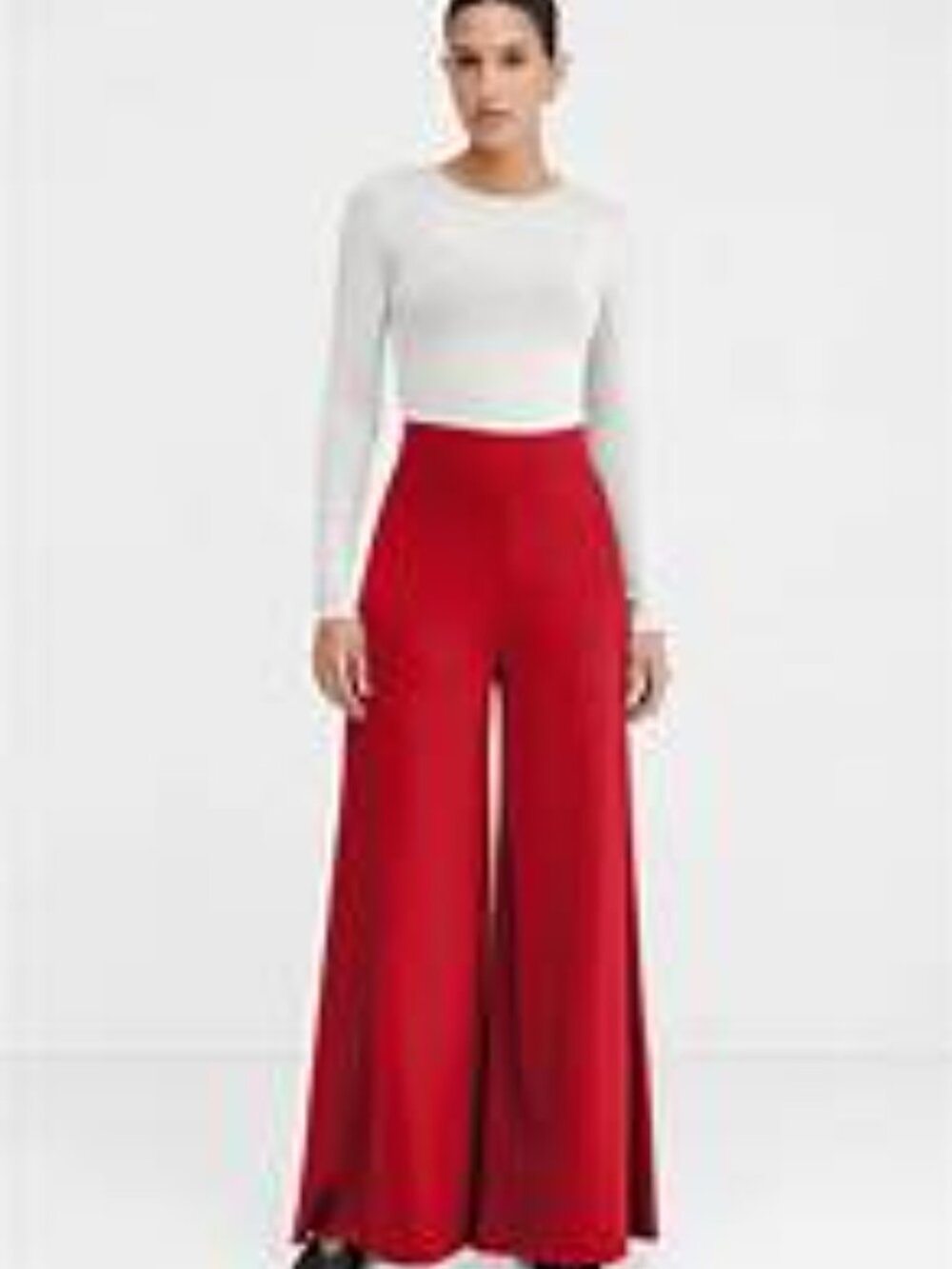 MARCELLA NYC Georgia Pants - European Ponte Extra-Wide Pants - Red - Small
